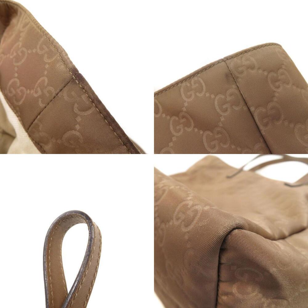 Gucci brown leather bag trim canvas tote GG - Picture 9 of 11